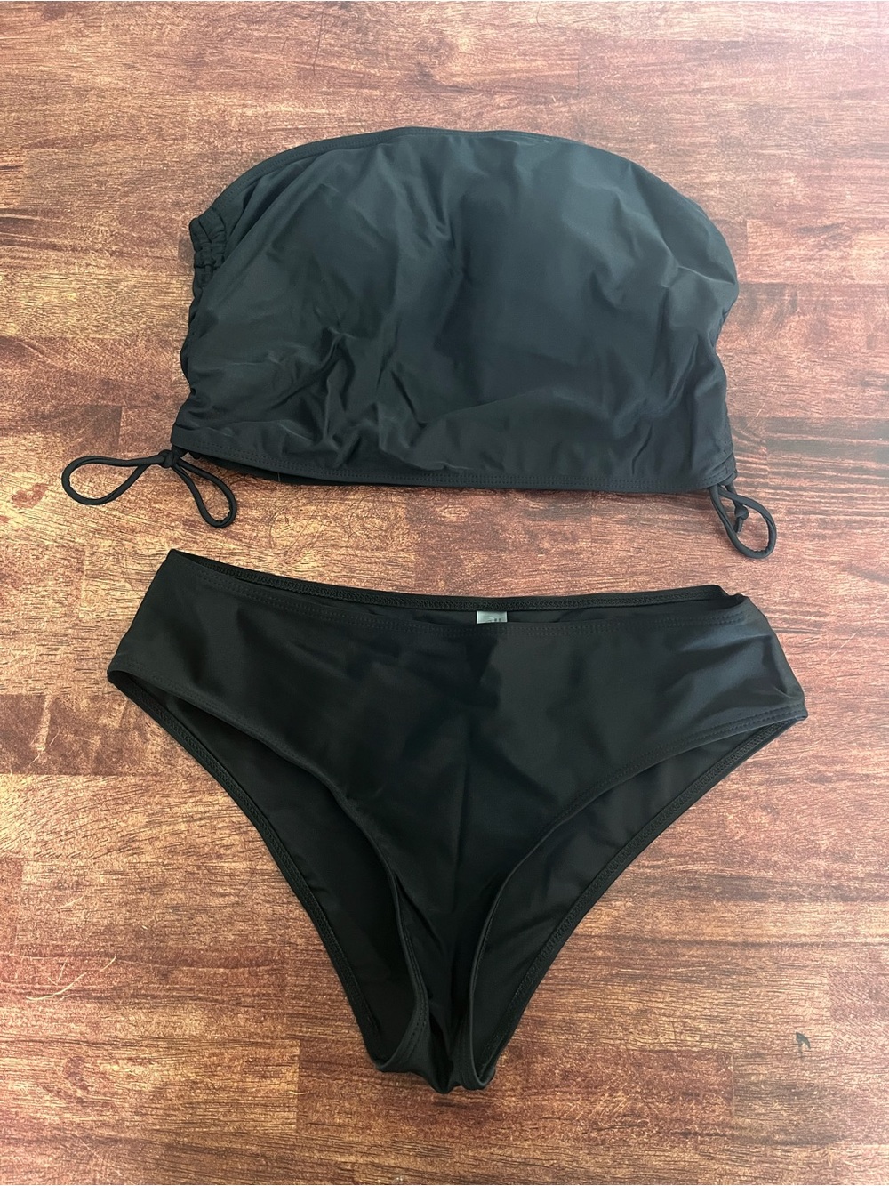 SHEIN Black Bandeau Bikini Set - Solid Black Two-Piece